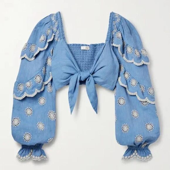 LoveShackFancy Tops - Loveshackfancy Women's Blue Blouse